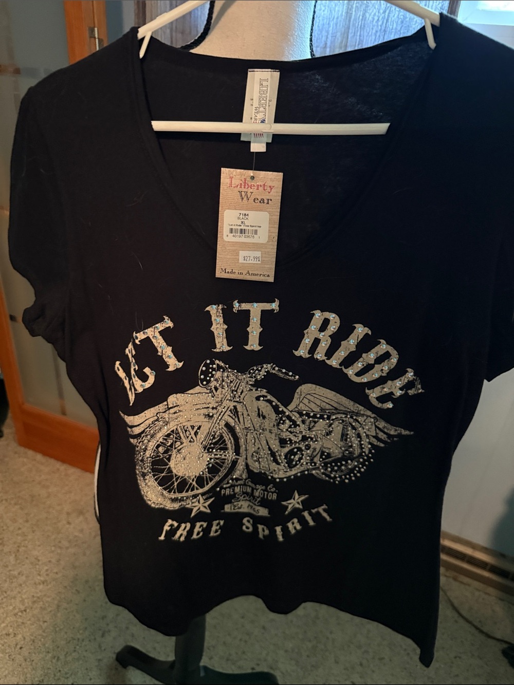 Liberty Wear Black Crewneck Tee with Branded Tag